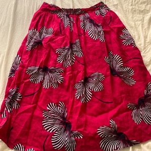 Ann Taylor Pink Zebra Floral Midi Skirt